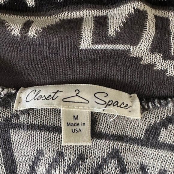Closet Space sleeveless geometric patterned cardigan - black, grey + cream M - Picture 3 of 3